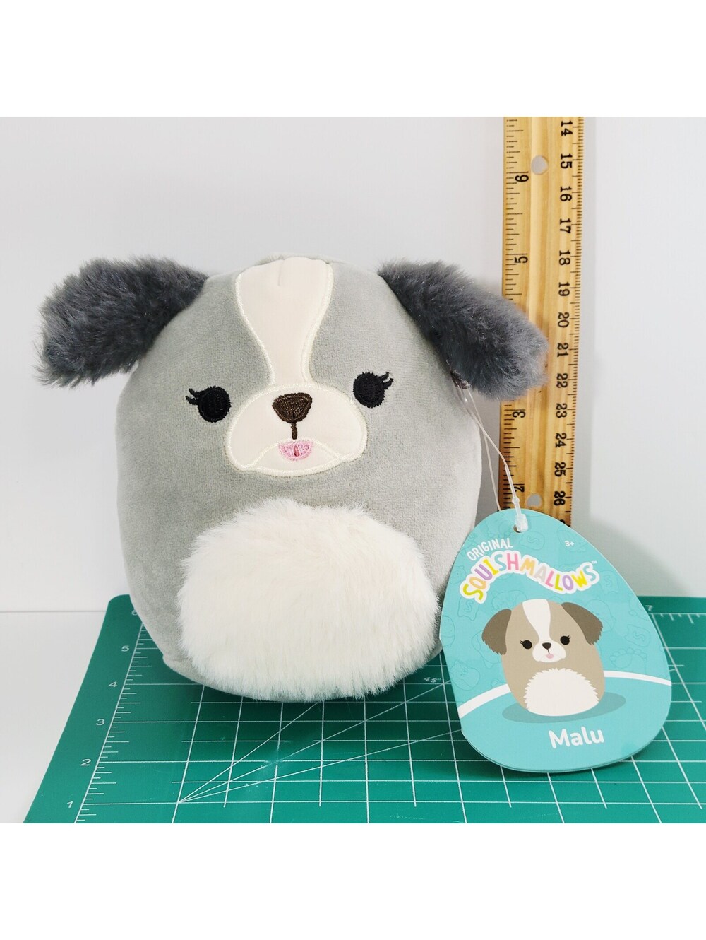 Original Squishmallows Malu Plush Stuffed Animal Gray Dog 5.5"